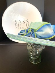 Eric Javits 1998 Signed Green & Blue Straw Hat