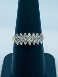 Stunning 10k Yellow Gold Multi Diamond Layered Cocktail Ring
