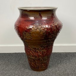 Large Red Studio Pottery Floor Vase