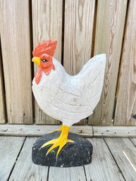 Carved And Painted Rooster Figure / Statuette