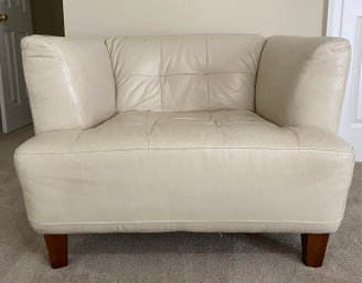 Faux Leather Tufted Ivory Club Chair