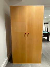 German Made Blond Wood Two Door Modern Armoire Storage Cabinet