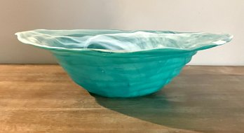 Turquoise Free Form Glass Bowl