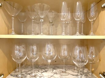 23 Piece Cocktail Glasswear Grouping Includes Reidel,Tiffany & Waterford