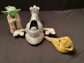 1981 Vintage Star Wars Toy Lot Yoda Jabba Slave 1 Ship