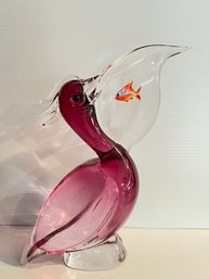 Murano Signed Elio Raffael Pelican, Art Glass Pelican, See Photos, Damaged Beak