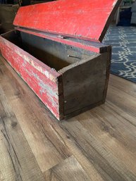 Antique Narrow  Red Wood Toolbox
