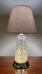 Three Way Cut Crystal And Brass Table Lamp (b)