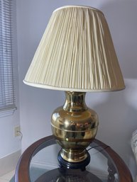 Golden Regency Style Lamp With Pleated Shade 1 0f 2 In Sale 31''