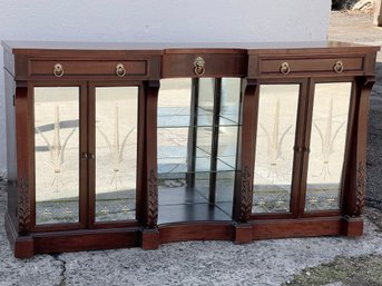 Stunning Warsaw Furniture Carved Mahogany Buffet Server With Etched Mirrored Panels
