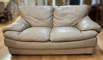 Natuzzi Contemporary Tan Leather Love Seat