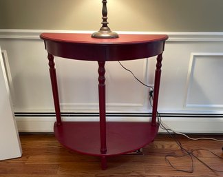 Red Demilune Table With Turned Spindle Legs, Newer