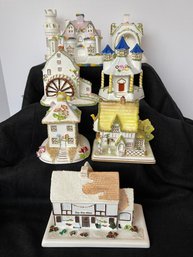 Lot Of 8 Coalport England Vintage Fine Bone China Miniature Porcelain Houses