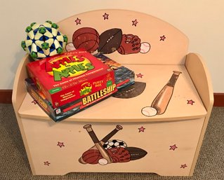 Vintage Hand Painted Toybox With Games And Toys!