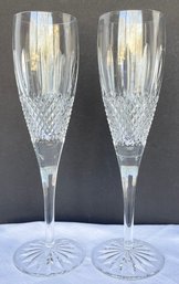 Pair Of  Gorgeous Waterford 'GLENMEDE' Pattern Champagne Flutes-  9-1/4 Inches Tall