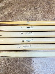 Pool Cues, All Different Weights, And 1 Short One