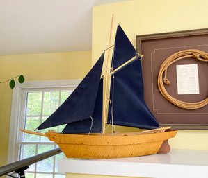 Vintage Wooden Toy Sail Boat