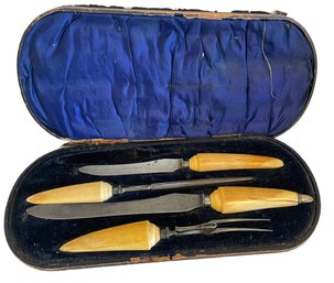 Antique Bone Carving Set From Harrison Brothers -Howson