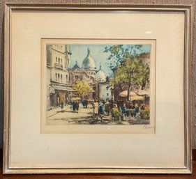 Vintage Color Etching? Signed Marcel Julien Baron, French Picture