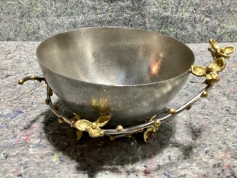 Michael Aram Candy Or Nut Dish In Two Toned Metal With Floral Decoration