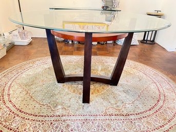 Possibly Knutsen Danish Glass Top Dining Table Round Table
