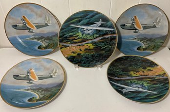 Pan Am Flights 5 Airplane Plates By Theodore Giavus