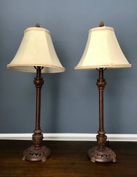 Pair Of Metal Candlestick Style Lamps