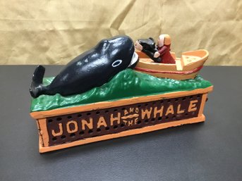 A Vintage Cast Iron Mechanical  Money Bank  'Jonah And The Whale'