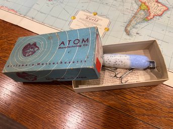 Vintage Atom Manufacturing Co. Blue 54 Lure & Map