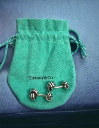 Pair Of TIFFANY & Co Double Knot Silver Cufflinks