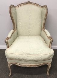 Fantastic Vintage Minton Spidell White & Sage Washed French Provincial Wing Chair