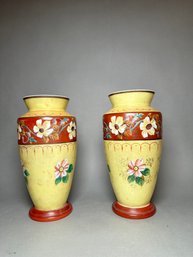 A Pair Of 1930s Art Deco Opaline Glass Vases