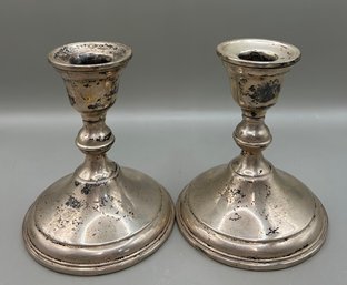 Pair Of Presner Sterling Silver Weighted Candle Holders