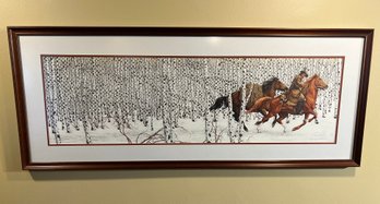 Bev Doolittle Pencil Signed & Numbered Print Featuring Native American On Horseback Racing Through The Woods