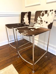 Pair Lillian August Cow Hyde Counter Stools  (LOC: F2)