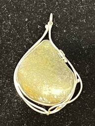 Sterling Silver, Handmade, Drop, With Green Agate, Striking Piece!