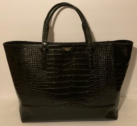 Kate Spade, NY, Large Pebbled Black Patent Leather Tote