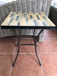 Slate Top Iron End Table