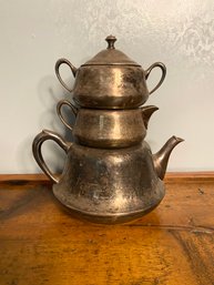 Vintage CRESCENT Silver Plated Stackable Tea Set