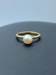 Quaint Single Pearl Ring In 14k Yellow Gold