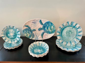 Adorable Under The Sea Melamine Dining Set, Service For Six