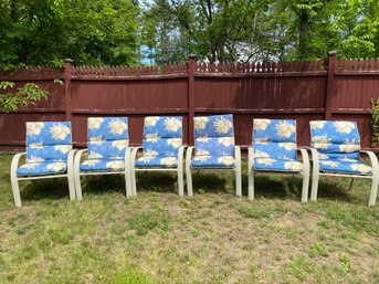 6 Aluminum Patio Chairs And Cushions Hydrangea Design 27x25x34