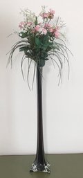 AAC Handcrafted Thin Tall Glass Vase & Flower Arrangement.