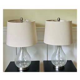 Set Of 2 Table Top Cracked Glass Lamps