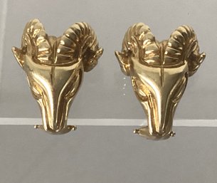 Pair Of 14K Gold Ram's Head Clip Earrings - 6.3 Dwt