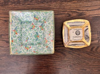 2 Decorative Decoupage Glass Plates