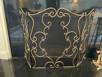 Custom Brass Scroll Design Fireplace Screen, Paid $345