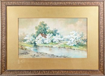 Early 20th Century Watercolor Landscape Signed Lizzie Edna Martin