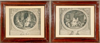 Antique Pair Of Monochrome Engravings By Nicolas De Launay