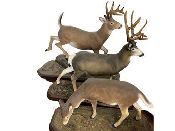 Great Collection Of Three Louis Paul Jonas Studios Signed & Numbered Deer Figurines